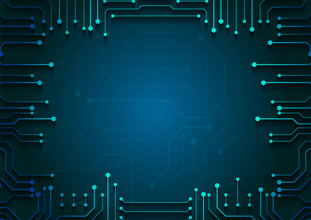 Fondo de tecnología de circuitos con sistema de conexión de datos digitales de alta tecnología y diseño electrónico por computadora - Vector, imagen