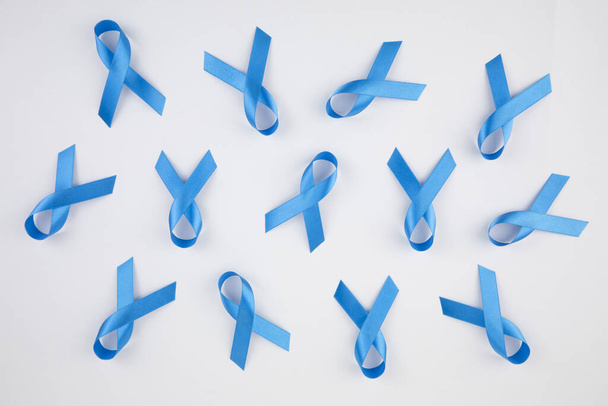 blue ribbons on white background - Fotó, kép