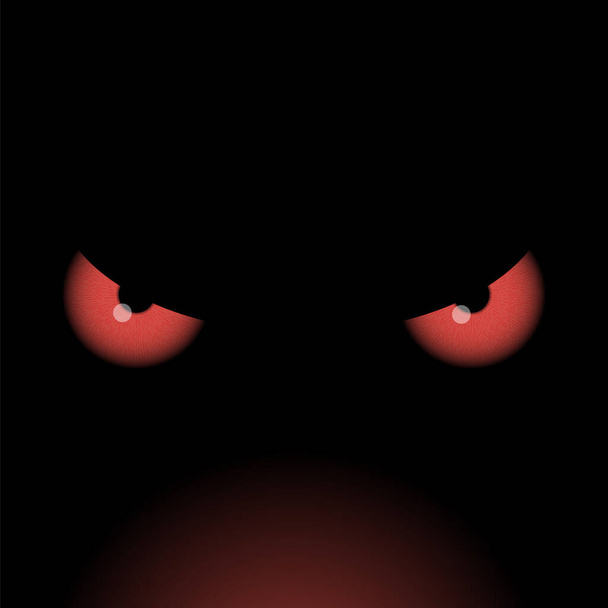 黒い背景に隔離された赤い悪魔の目 - ベクター画像