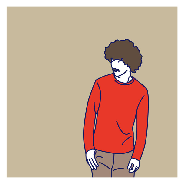 Jeune Homme haut du corps illustration portrait dehomme moderne à la mode  - Photo, image