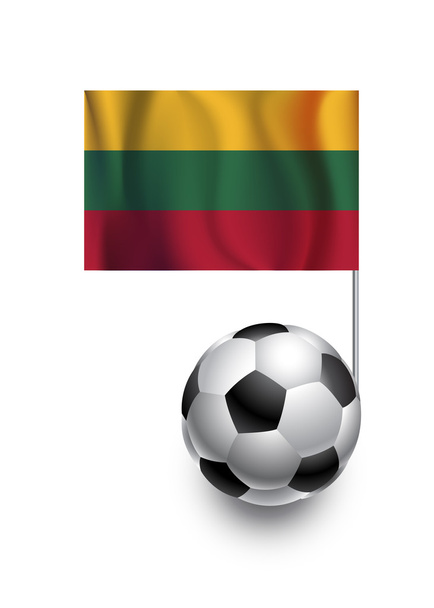 Illustrazione di palloni da calcio o palloni da calcio con bandiera pennant della nazionale lituana
 - Foto, immagini
