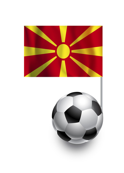 ilustracja piłki nożnej i piłki z flagą proporzec zespołu kraju macedonia - Zdjęcie, obraz