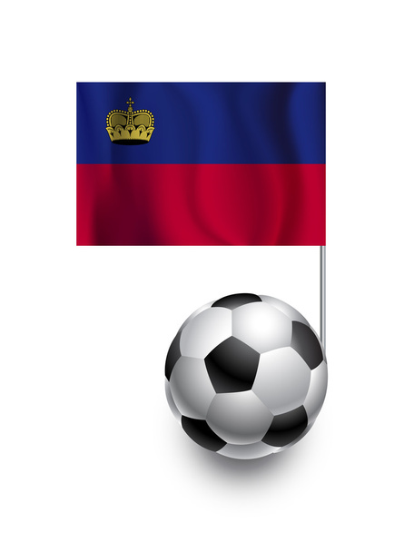 ilustracja piłki nożnej i piłki z proporzec flaga Liechtensteinu kraju zespół - Zdjęcie, obraz