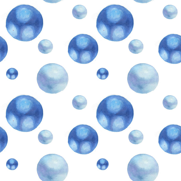 watercolor pattern blue balls on a white background - Photo, Image