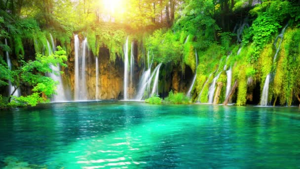 Seamless Loop Cinemagraph Video der Wasserfalllandschaft in Plitvicer Seen Kroatien - Filmmaterial, Video