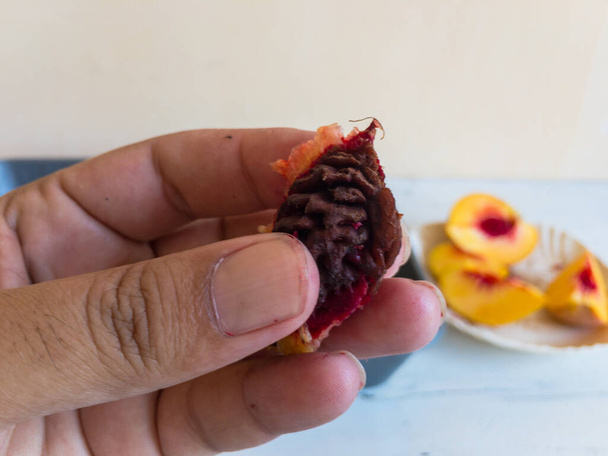 Pêssego semente de frutas vista de perto - Foto, Imagem