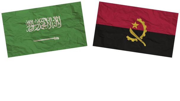 Angola and Saudi Arabia Flags Together Paper Texture Effect Illustration - Photo, Image