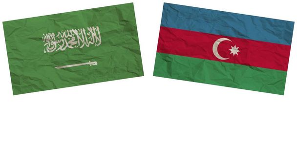 Azerbaijan and Saudi Arabia Flags Together Paper Texture Effect Illustration - Фото, изображение