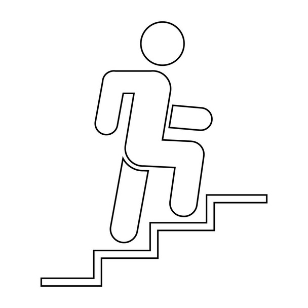 Mies kiipeily portaat kuvake Ihmiset liikkeessä aktiivinen elämäntapa merkki - Vektori, kuva