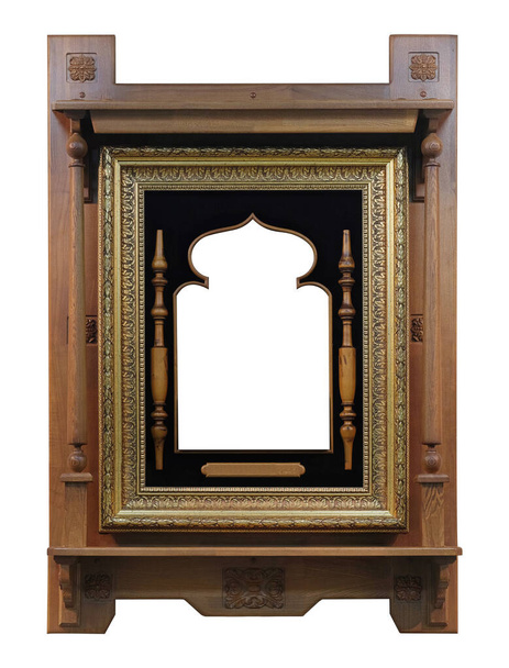 Дерев'яна рамка для картин, дзеркал або фото ізольована на білому тлі. Дизайн елемента з відсічним контуром
 - Фото, зображення