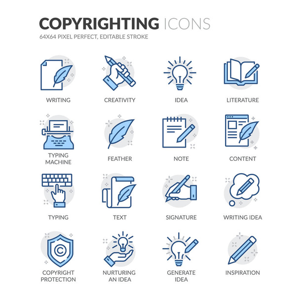 Line Copyrighting Icons - Vector, Image
