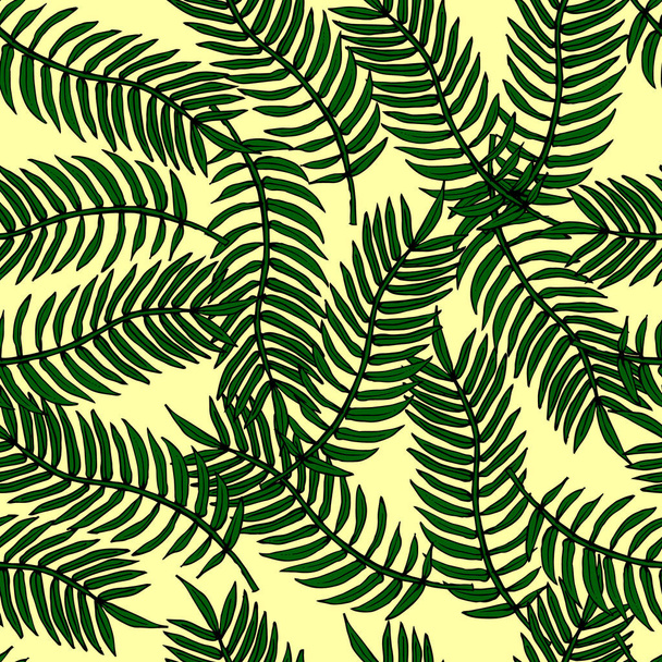 Seamless pattern, vector illustration, tropical palm leaves on a gentle background, design for textiles and wallpaper - Vektor, obrázek