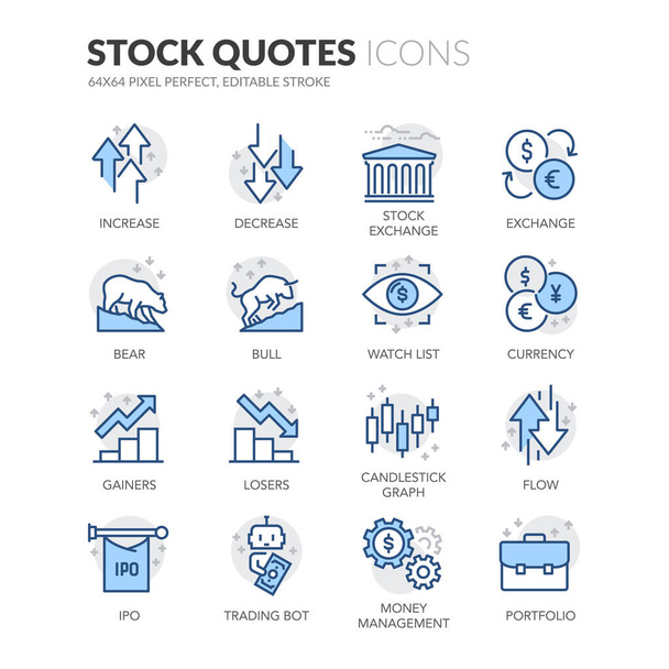 Line Stock Quotes Icons - Vector, Image