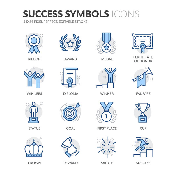Icone di successo linea - Vettoriali, immagini