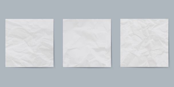 Текстура листа белой скомканной бумаги. Морщинистый бумажный фон. Вектор - Вектор,изображение