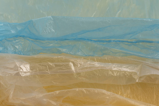 Used crumpled plastic bags. Full frame background. - Photo, Image