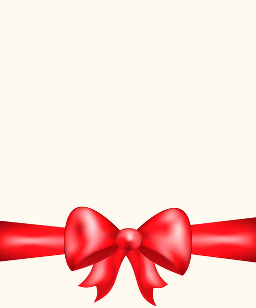 tarjeta de regalo con un lazo rojo y cintas sobre un fondo claro - Vector, Imagen