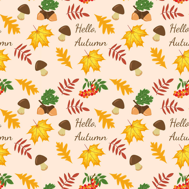 seamless pattern with autumn leaves. Hello Auttumn - Wektor, obraz