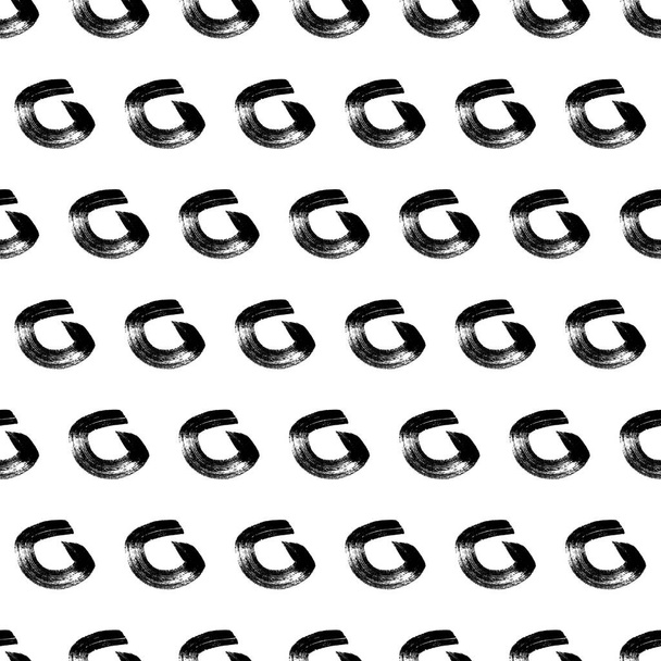 Απρόσκοπτη μοτίβο με μαύρο σκίτσο ζωγραφισμένο χέρι πινέλο μουτζούρες κύκλους σχήμα σε λευκό φόντο. Αφηρημένη υφή grunge. Εικονογράφηση διανύσματος - Διάνυσμα, εικόνα