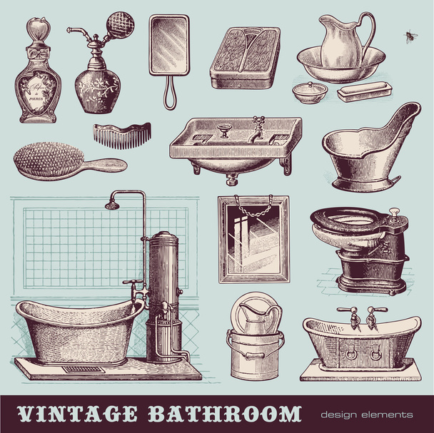 vintage μπάνιο - Διάνυσμα, εικόνα