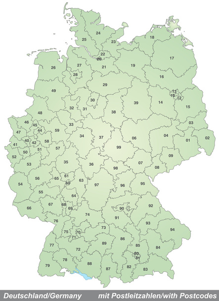 Mapa Niemiec z kodami pocztowy - Wektor, obraz