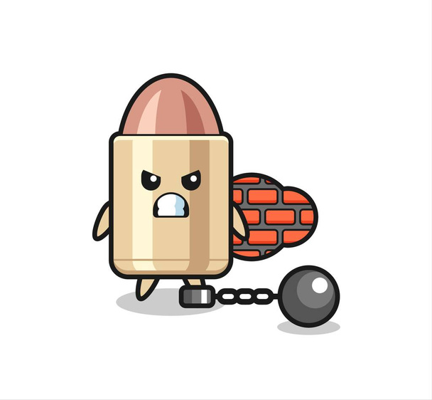 Charakter maskot kulky jako vězeň, roztomilý styl designu trička, samolepka, logo element - Vektor, obrázek