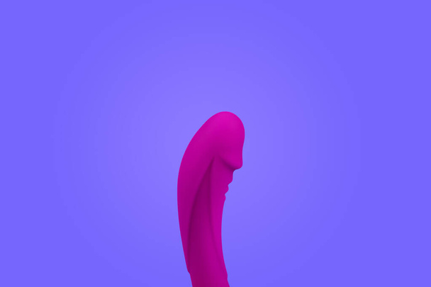 Vibrator on a purple background, close-up. Female vibrator, the concept of sex pleasure. Pink Adult Sex Toy - Fotoğraf, Görsel