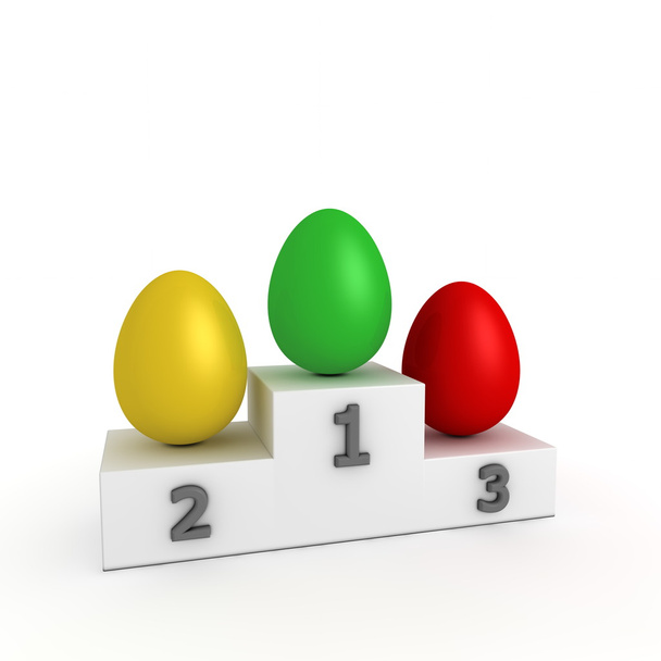 Győzelmi pódium - tojás zöld, sárga, piros - Fotó, kép