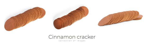 Cinnamon cracker isolated on a white background. Cinnamon cookies. - Photo, Image