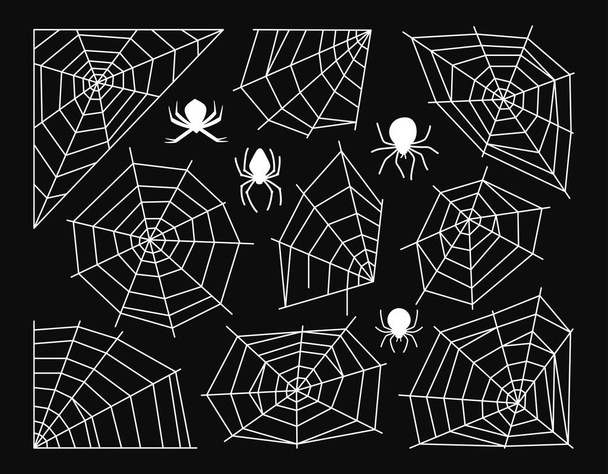 Cobweb spider Halloween white set web scary vektor - Vektor, Bild