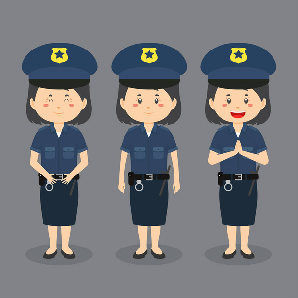 Χαρακτήρας αστυνομικής γυναίκας με διάφορες εκφράσεις - Διάνυσμα, εικόνα