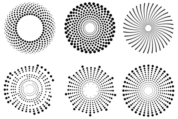 Полутоновая круглая. Черные круги точек. Абстрактный геометрический орнамент. Векторная иллюстрация. - Вектор,изображение
