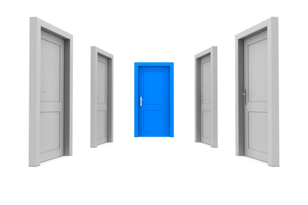ブルーのドアを選ぶ - 写真・画像