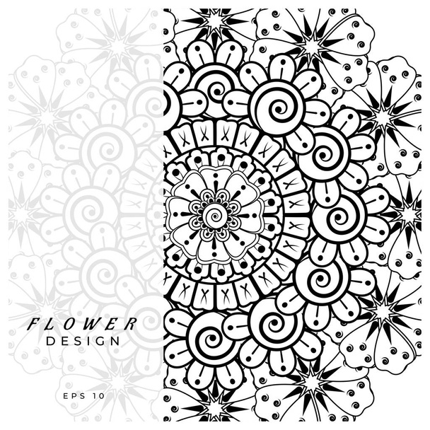 Mehndi flower for henna, mehndi, tattoo, decoration. decorative ornament in ethnic oriental style. doodle ornament. outline hand draw illustration. coloring book page. - Вектор,изображение