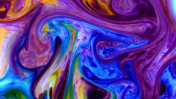 Vórtice orgânico abstrato, hipnotizando surreal infinito na superfície detalhada espalha a pintura colorida - Filmagem, Vídeo