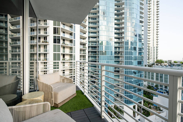 Photo of a condo balcony with city views Fort Lauderdale FL USA - Fotoğraf, Görsel
