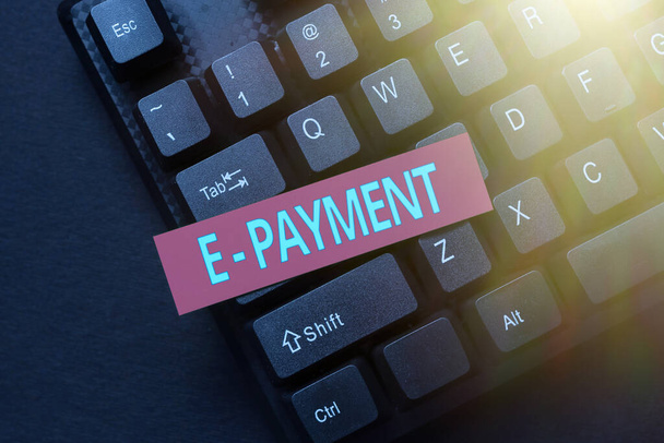 Continual title E payment. Бизнес-идея просто определяется как онлайн оплата товаров или услуг Ввод важной информации в Интернете, набрав смешной интернет-блог - Фото, изображение