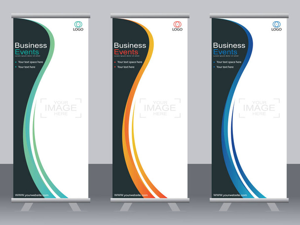 Business banner roll up set standee banner template banner moderno. - Vettoriali, immagini