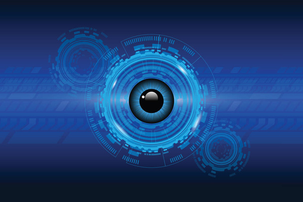 Blue eye cyber circuit future technology circle concept background. vector illustration - Vektör, Görsel