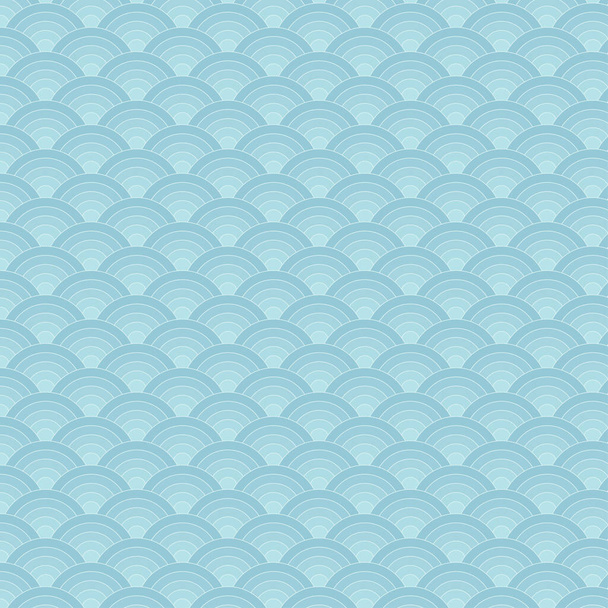Zökkenőmentes minta pasztell kék hullám japán stílusban. Halpikkelyek háttér. Illusztráció lapos művészet design. EPS10 kórokozó-átvivő. - Vektor, kép