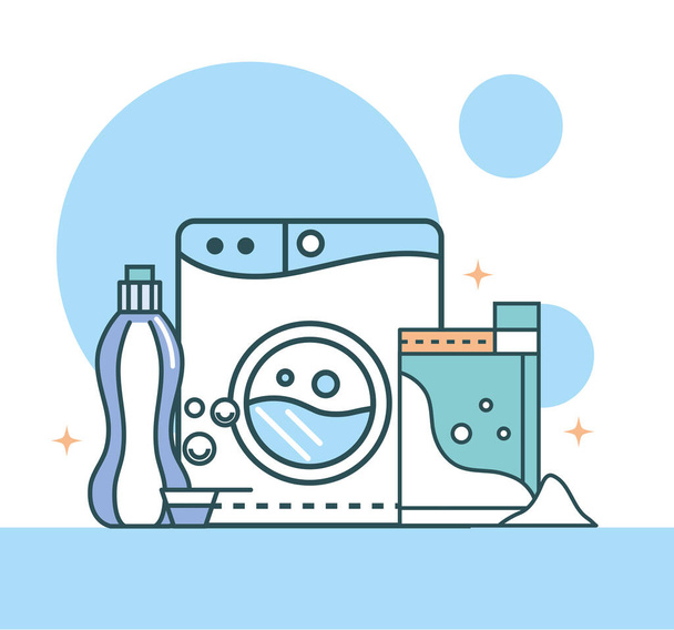 lavadora y detergente - Vector, Imagen