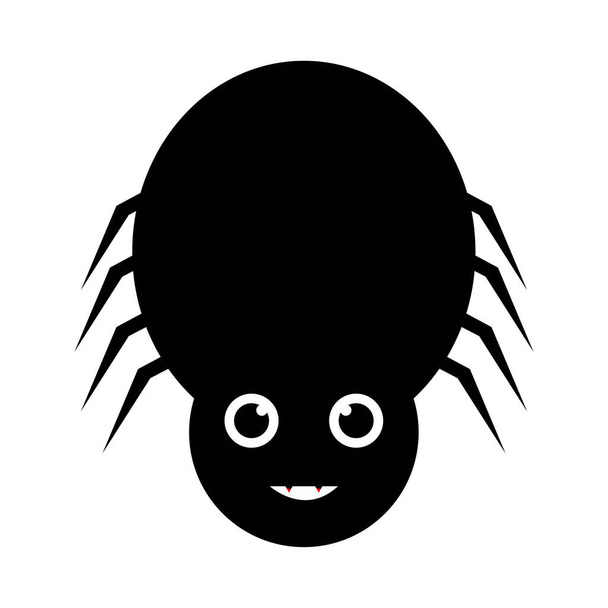 Halloween black spider vector with a scary face. Halloween illustration design with the black spider vector. Scary spider design with a cute face. - Διάνυσμα, εικόνα