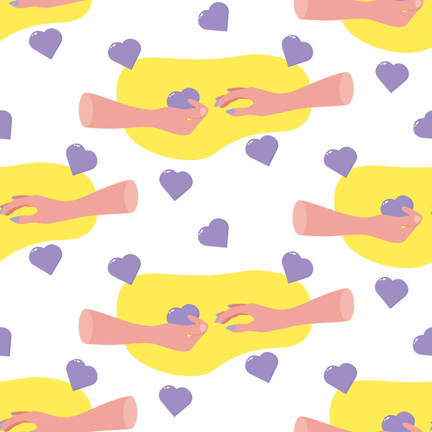 Man hand gives heart for textile design.  - Vector, Image