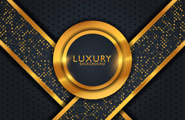 Luxury Abstract musta ja kiiltävä kulta geometrinen tausta - Vektori, kuva