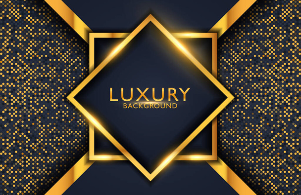 Luxury elegant Abstract black and shiny gold geometric background - Vector, Image