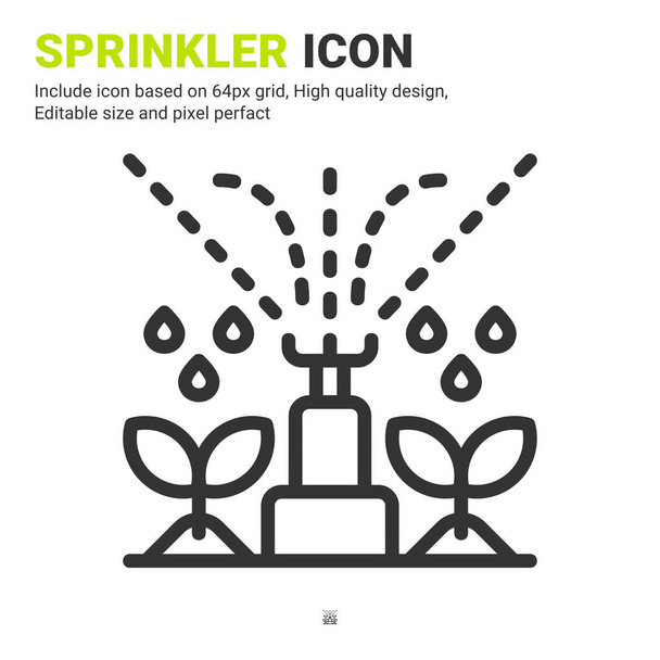 Sprinkler icon vector with outline style isolated on white background. Vector illustration watering sign symbol icon concept for digital farming, logo, business, agriculture, apps and all project - Vektör, Görsel