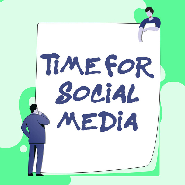 Writing displaying text Time For Social Media. Business approach explore webs and apps Meet Share ideas quickly Typing And Filing Office Documents, Creating Work Related Files - Photo, Image