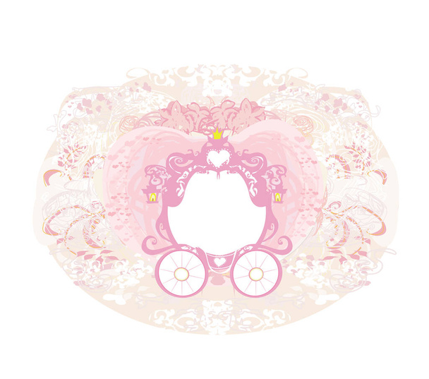 vintage decorative pink carriage card - Vector, afbeelding
