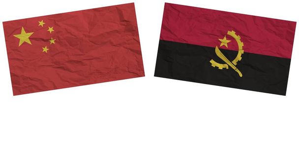 Angola and China Flags Together Paper Texture Effect Illustration - Photo, Image
