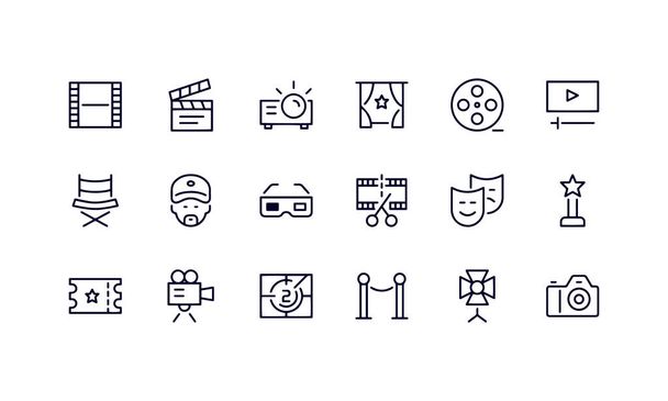 Industria cinematográfica - Iconos de línea regulares - Vector, imagen